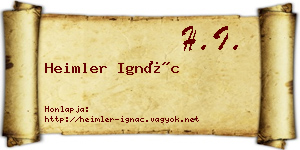 Heimler Ignác névjegykártya