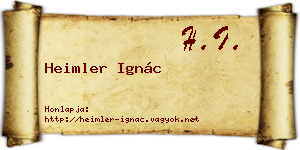 Heimler Ignác névjegykártya
